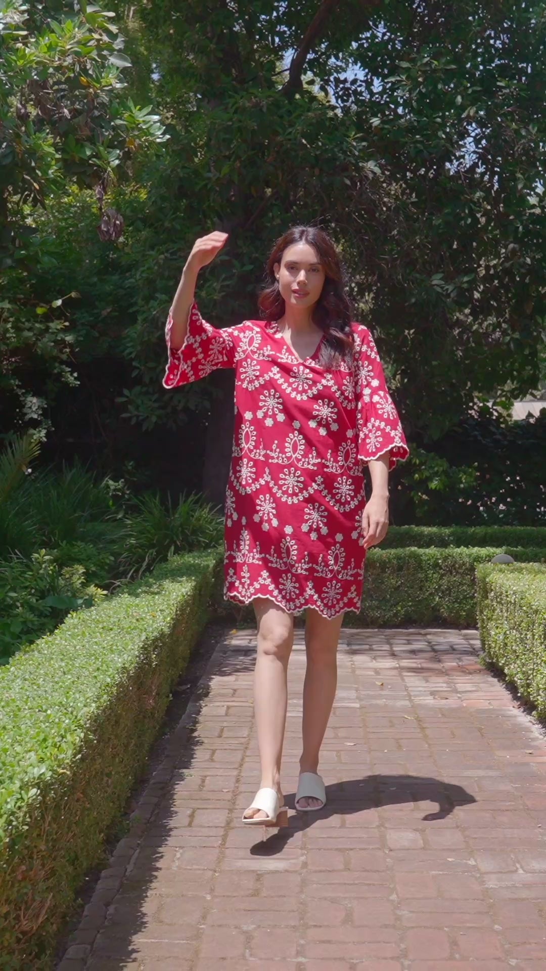 Flare Sleeve Embroidered Dress