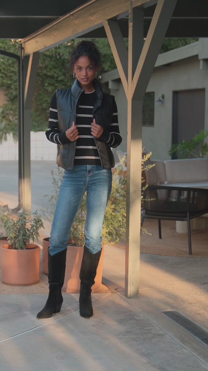 Faux Leather Quilted Puffer Vest