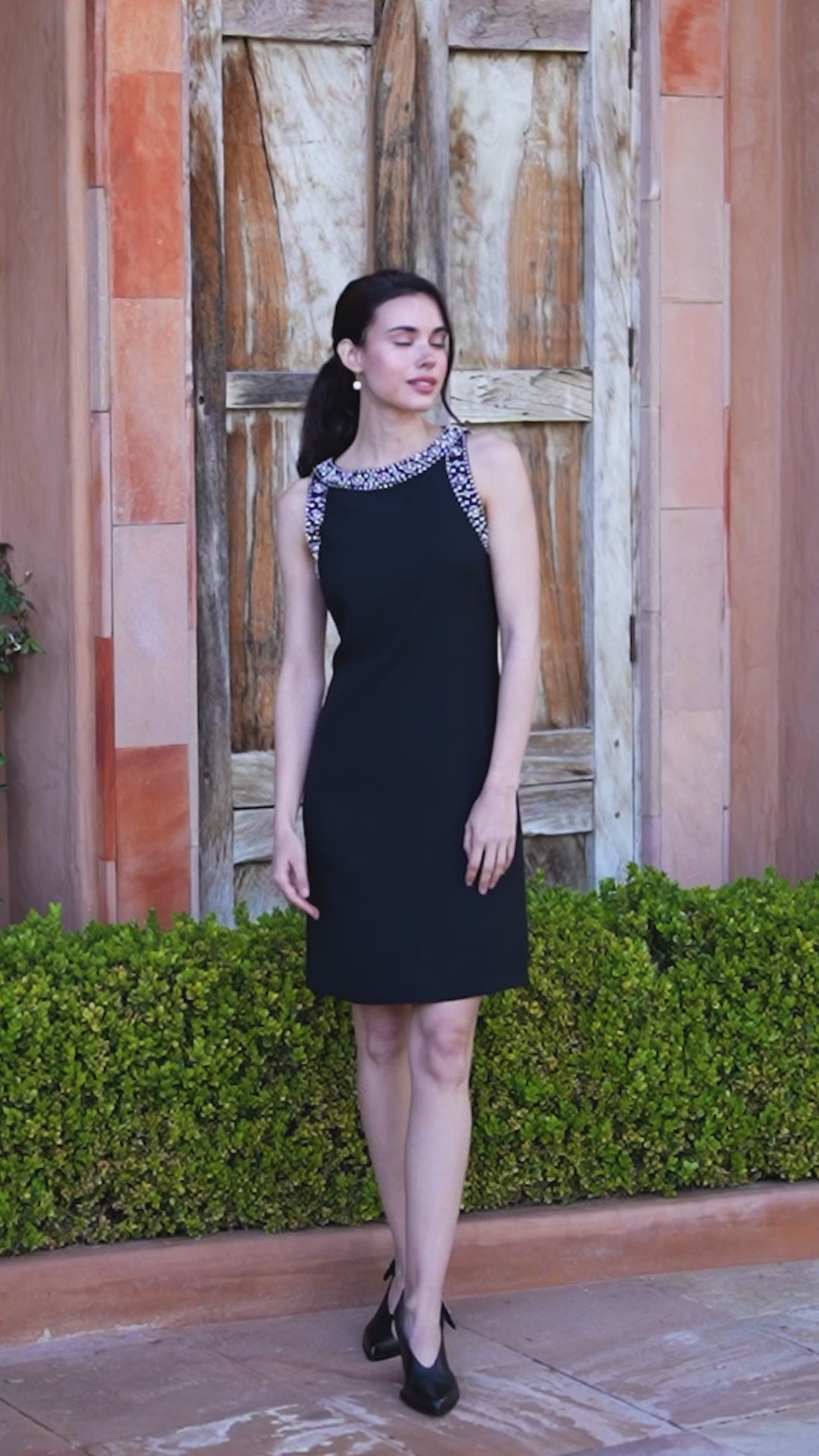 Embellished Sleeveless Shift Dress