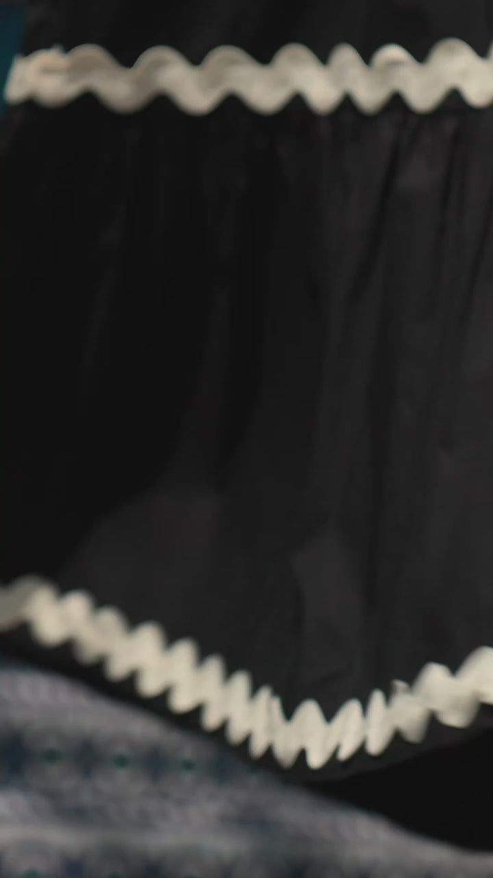 Ric-Rac Trim Tiered Midi Skirt