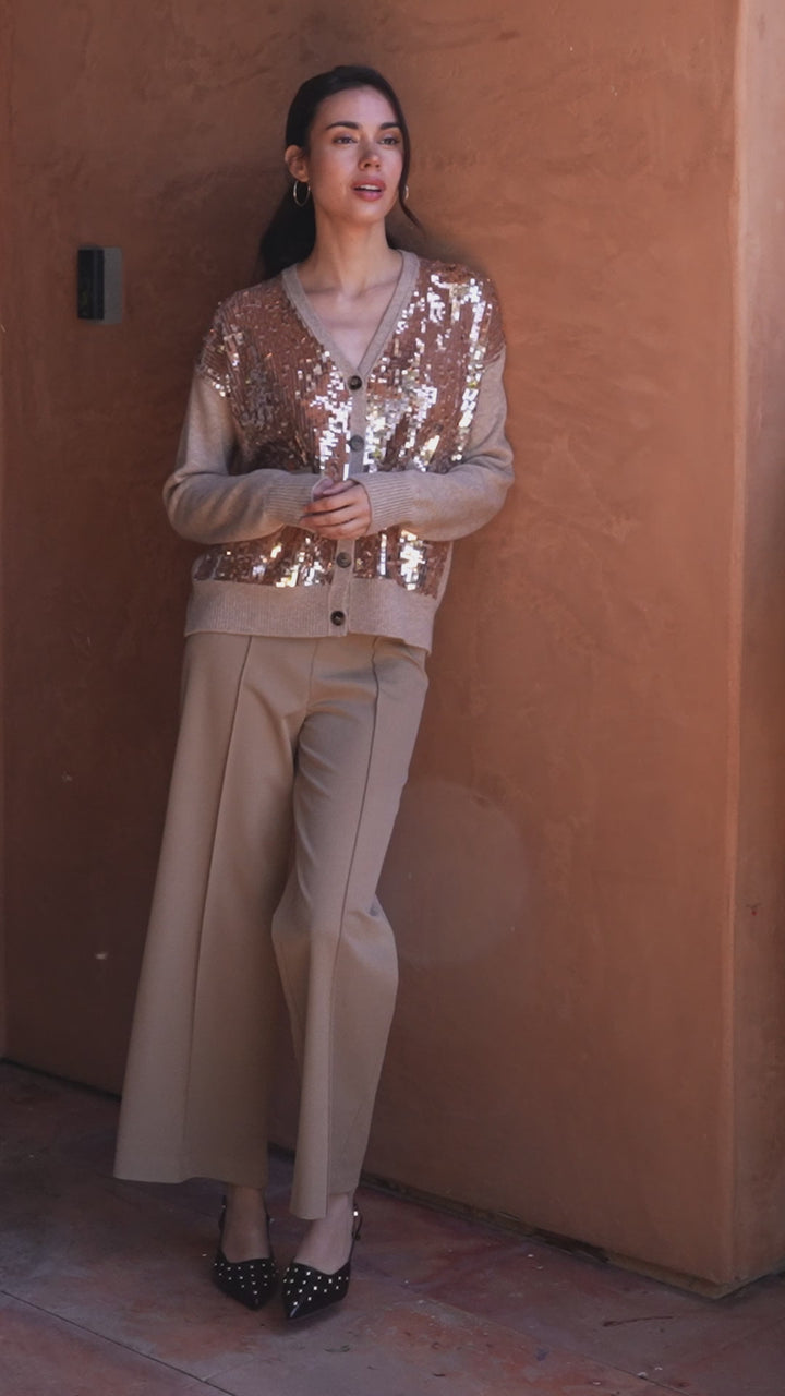 Cropped Pintuck Wide-Leg Pants