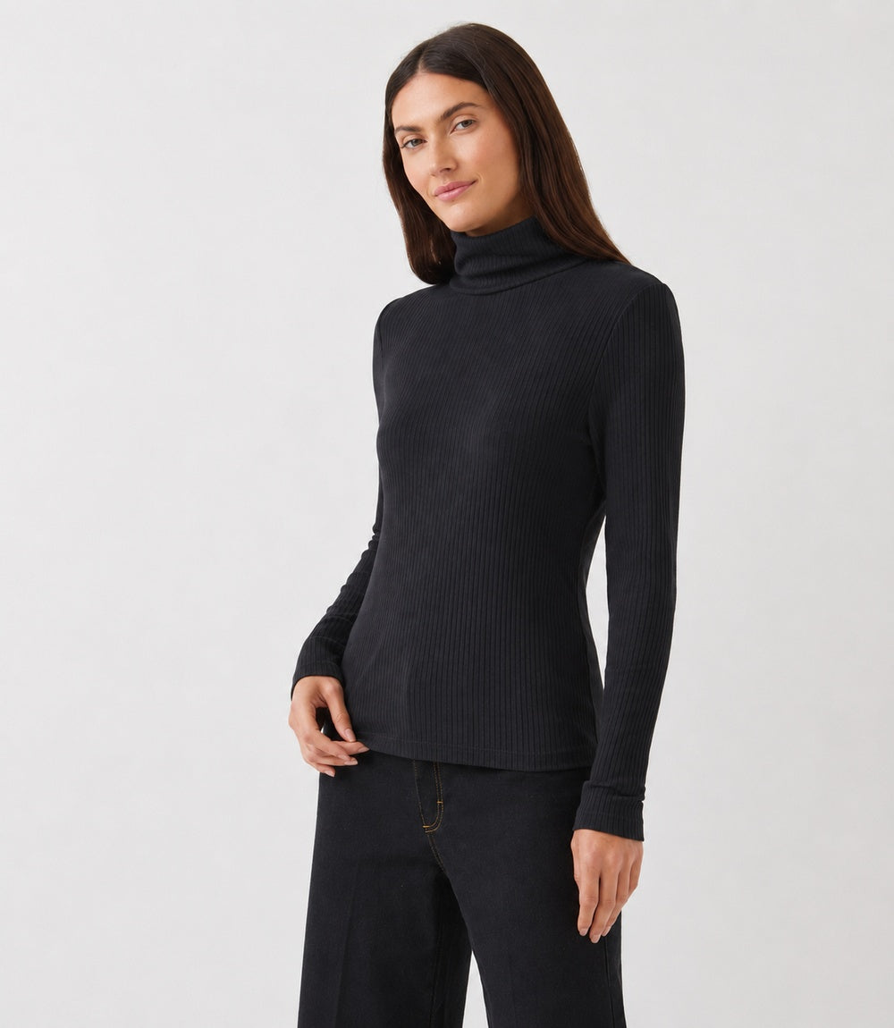 Ribbed Long Sleeve Turtleneck Top