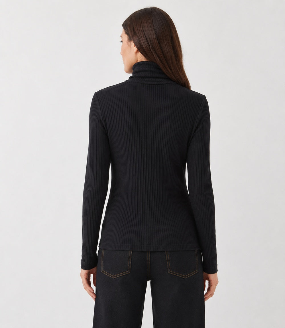 Ribbed Long Sleeve Turtleneck Top