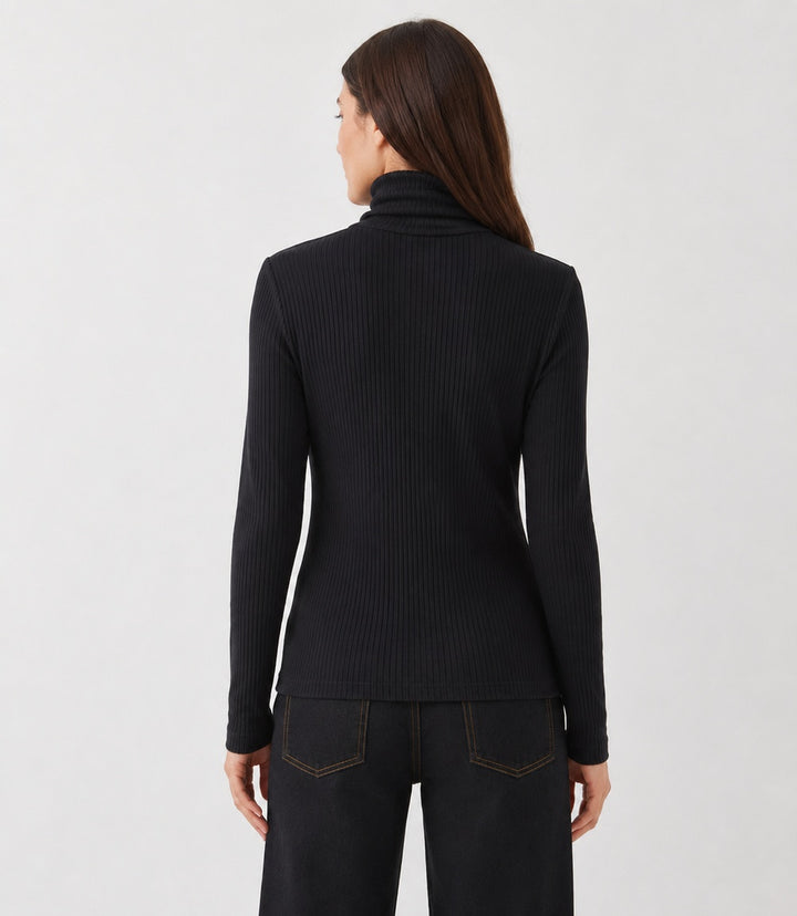 Ribbed Long Sleeve Turtleneck Top