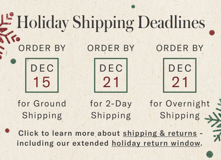 shipping deadlines for holiday 2025