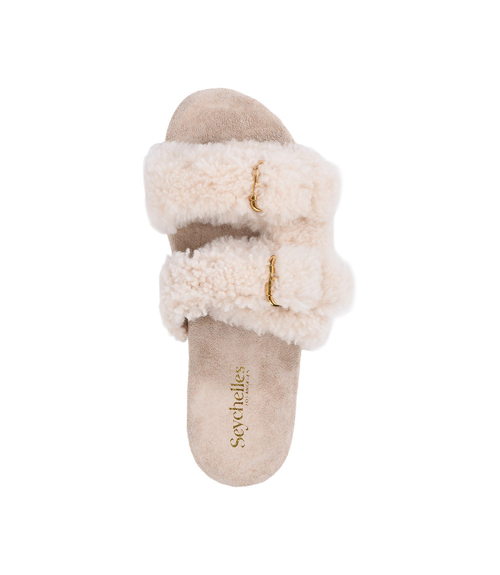 Seychelles Slumber Party Shearling Buckle Slides