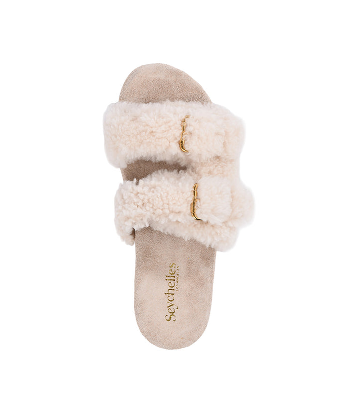 Seychelles Slumber Party Shearling Buckle Slides