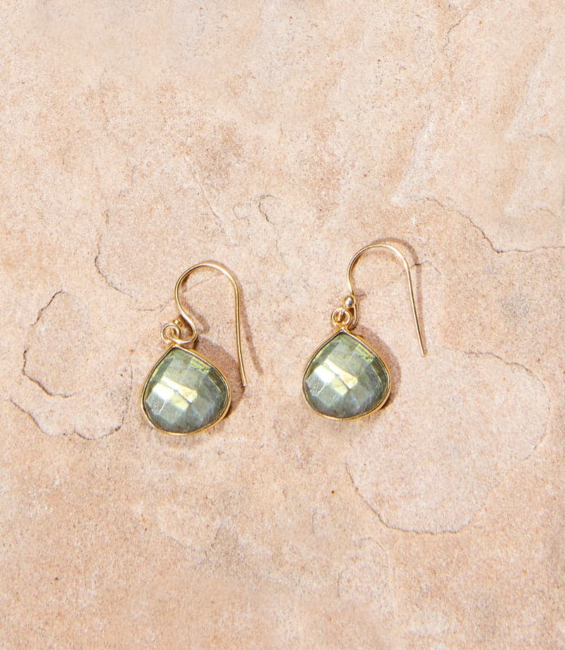Gemstone Pear Drop Earrings