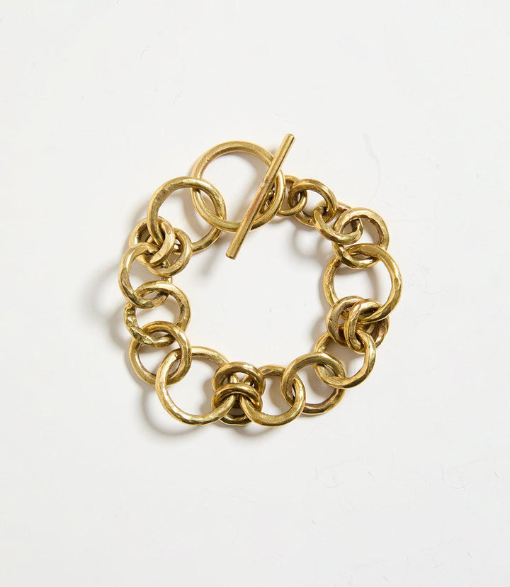 Handmade gold-plated brass chain bracelet with toggle clasp, Kenyan fair trade jewelry