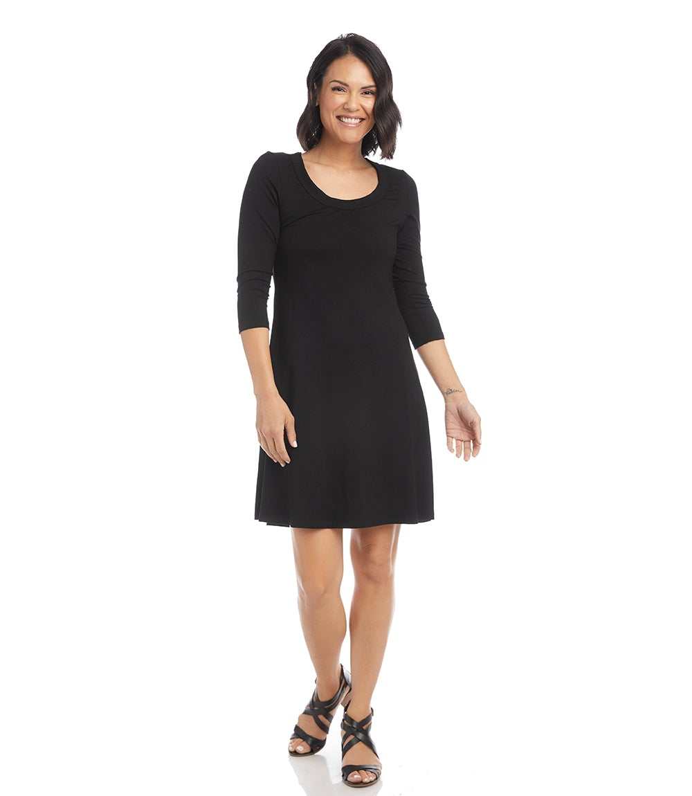 Karen Kane Three Quarter Sleeve A Line Dress, XL, Black Karen Kane Three Quarter Sleeve A Line Dress, XL, Black
