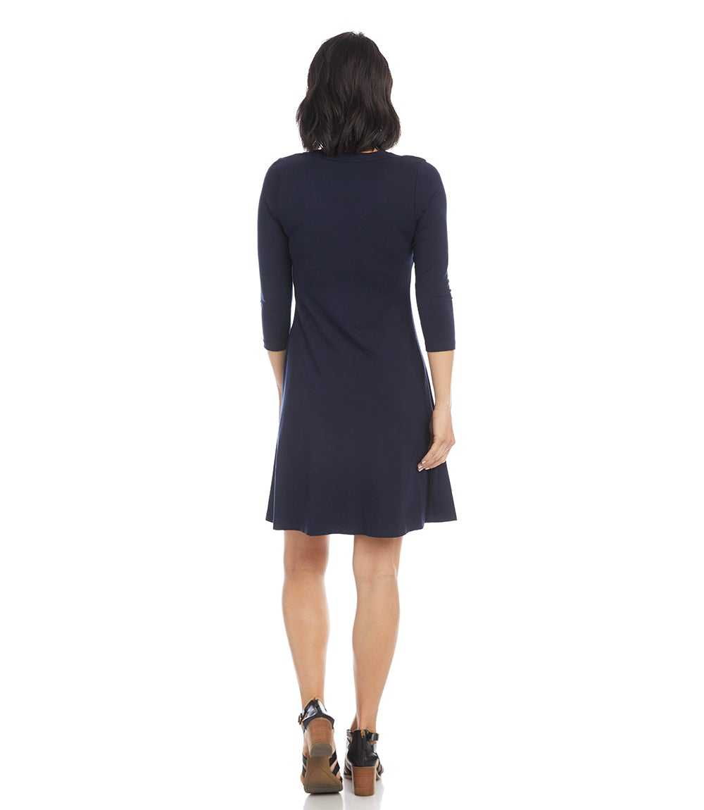 karen kane three quarter sleeve a line dress Karen Kane Three Quarter Sleeve A Line Dress, XL, Black