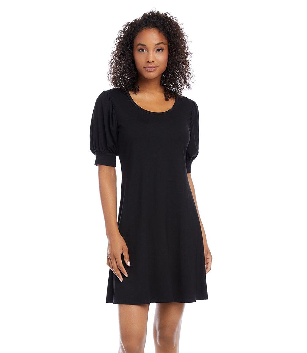 Black Petite Size Erin A-Line Dress | Karen Kane