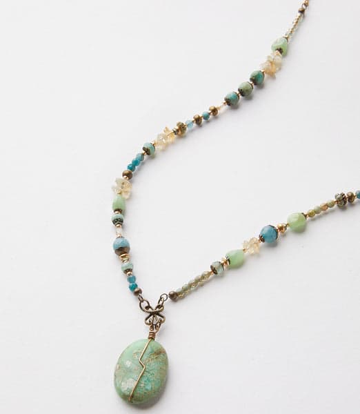 Green Gemstone Beaded Pendant Necklace | Karen Kane