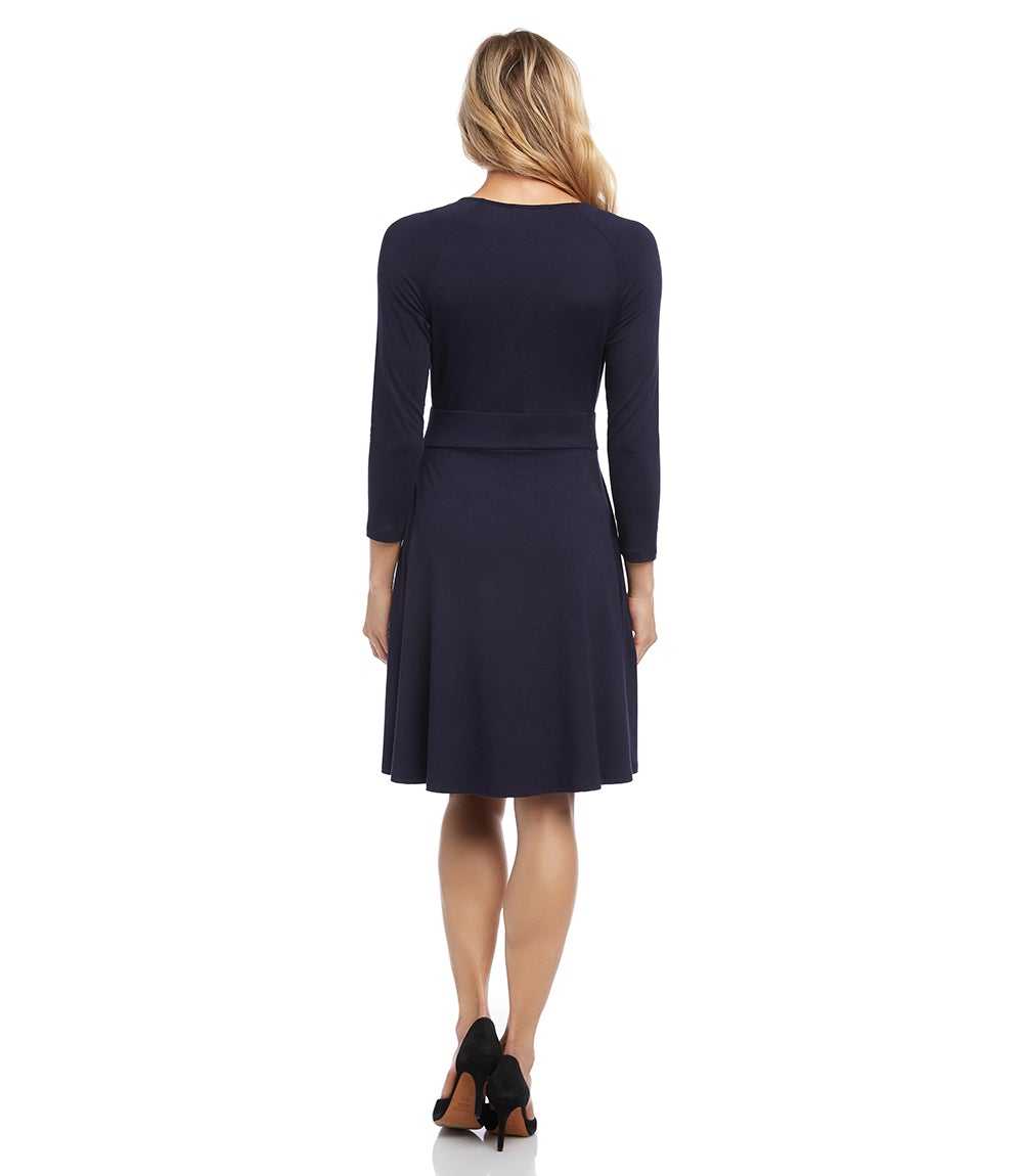 Karen Kane Women's Faux Wrap Drape Dress, M, Navy, Rayon/Spandex Karen Kane Women's Faux Wrap Drape Dress, M, Navy, Rayon/Spandex
