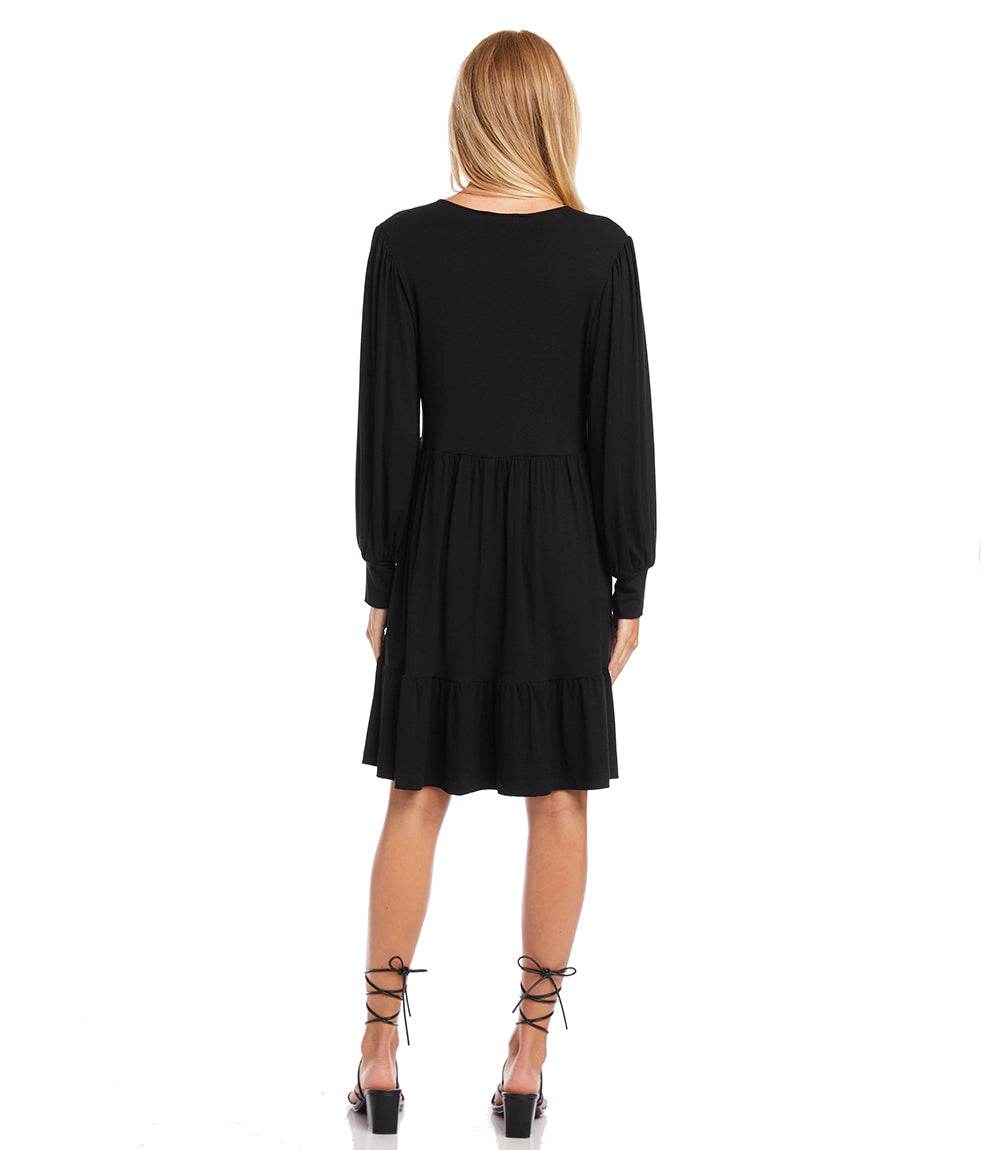Karen Kane Tiered Long Sleeve Dress in Black