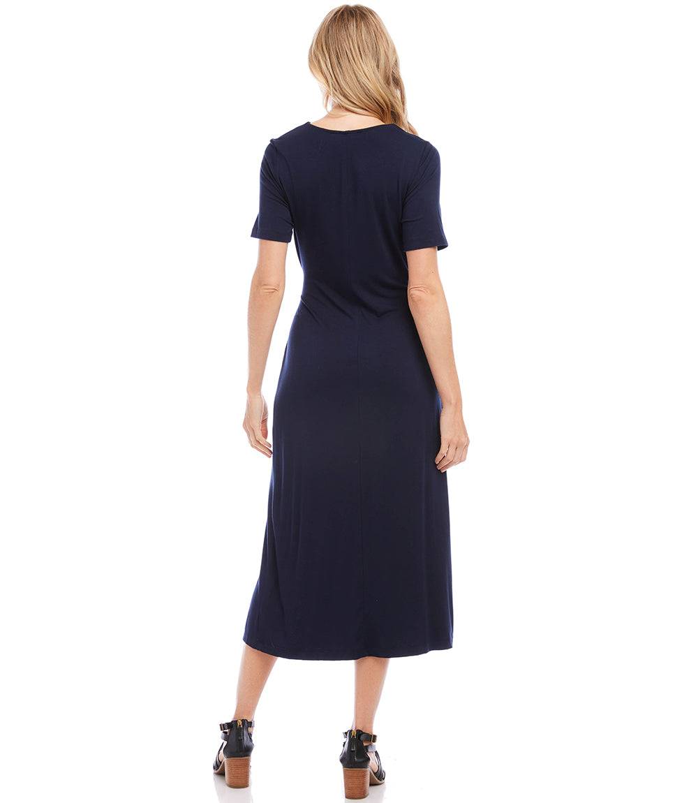 Faux Wrap Midi Dress - Stylish & Comfortable Jersey Knit Dress Karen Kane Faux Wrap Midi Dress - Stylish & Comfortable Jersey Knit Dress Karen Kane