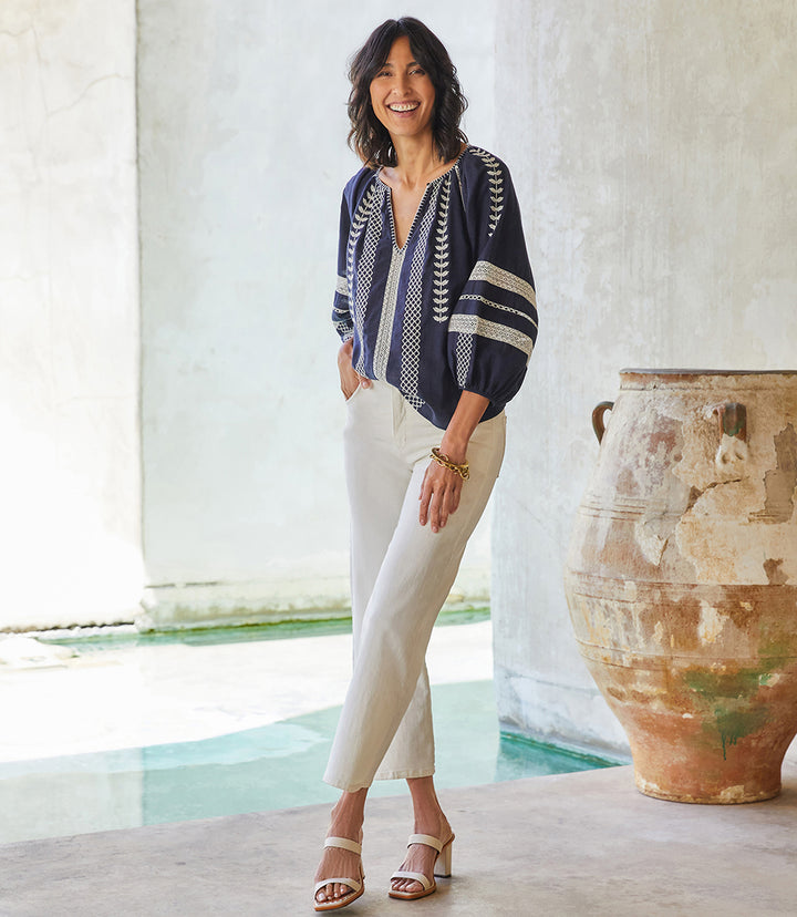 Embroidered Peasant Top
