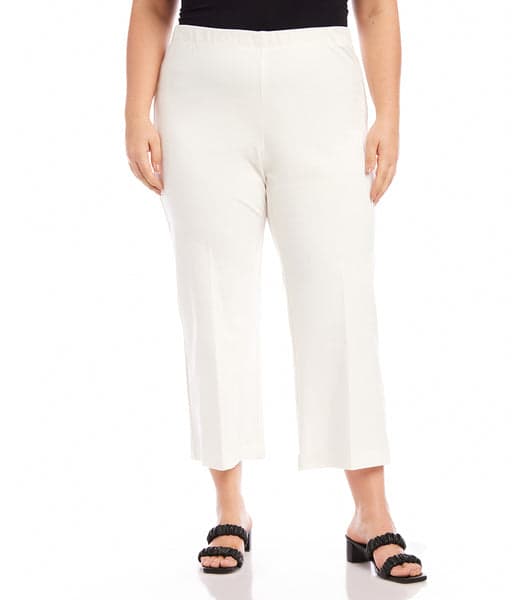 Off White Plus Size Cropped Pants | Karen Kane