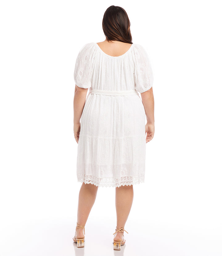 Plus Size Embroidered Puff Sleeve Dress