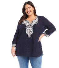 Plus Size Embroidered Tunic