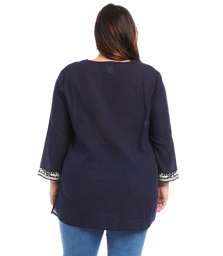 Plus Size Embroidered Tunic
