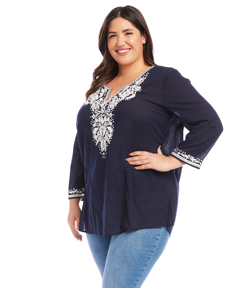 Plus Size Embroidered Tunic